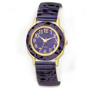 Purple Marble Stretch Band Watch Easy Read Dial